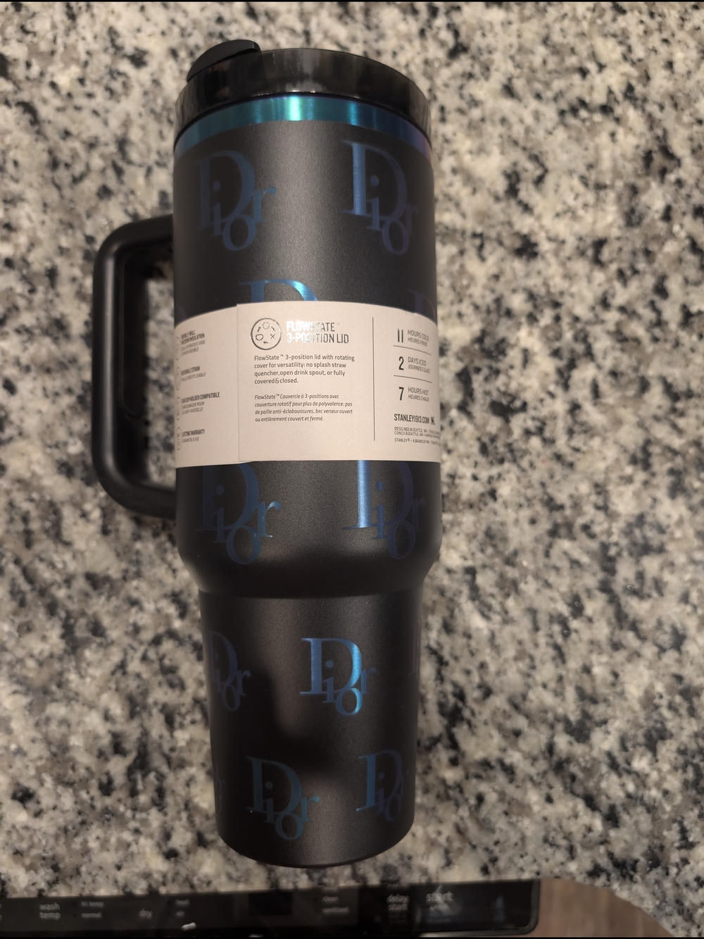 Dior Black Travel Mug with Metallic Blue Logo Accents Stanley (Multiple Colors)